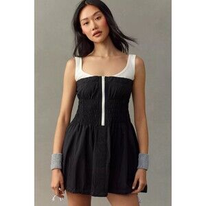 Daily Practice Anthropologie Sleeveless Smocked Parachute Dress Black & White XS